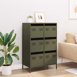 vidaXL Highboard Olive Green 68x39x101.5 cm Steel book cabinet - Additional view 2