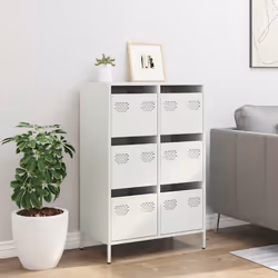 vidaXL Highboard White 68x39x101.5 cm Steel book cabinet modern book cabinet - Additional view 2