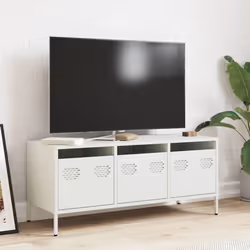 vidaXL TV Cabinet TV Stand Media Hifi Cabinet TV Unit Cold-rolled Steel - white, 101.5 x 39 x 43.5 cm - Additional view 2
