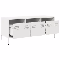 vidaXL TV Cabinet TV Stand Media Hifi Cabinet TV Unit Cold-rolled Steel - white, 101.5 x 39 x 43.5 cm - Additional view 4