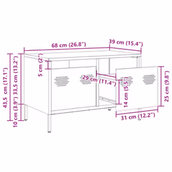 vidaXL TV Cabinet TV Stand Media Hifi Cabinet TV Unit Cold-rolled Steel - mustard yellow, 68 x 39 x 43.5 cm - Additional view 3
