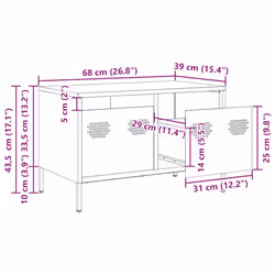 vidaXL TV Cabinet TV Stand Media Hifi Cabinet TV Unit Cold-rolled Steel - white, 68 x 39 x 43.5 cm - Additional view 3