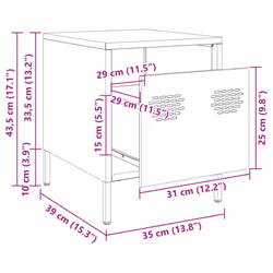 vidaXL Bedside Cabinets Nightstand Side Table Bed Table Bed CabinetÃÂ Steel - pink, 1 pcs