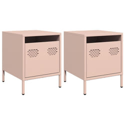 vidaXL Bedside Cabinets Nightstand Side Table Bed Table Bed CabinetÃÂ Steel - pink, 2 pcs