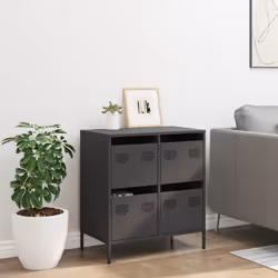 vidaXL Sideboard Cabinet Storage Cupboard Highboard Cold-rolled Steel - black, 68 x 39 x 73.5 cm - Additional view 2
