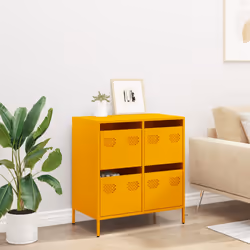 vidaXL Sideboard Cabinet Storage Cupboard Highboard Cold-rolled Steel - yellow, 68 x 39 x 73.5 cm - Additional view 2