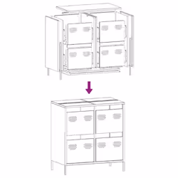 vidaXL Sideboard Cabinet Storage Cupboard Highboard Cold-rolled Steel - white, 68 x 39 x 73.5 cm - Additional view 10