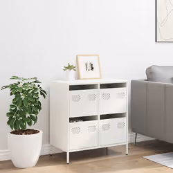 vidaXL Sideboard Cabinet Storage Cupboard Highboard Cold-rolled Steel - white, 68 x 39 x 73.5 cm - Additional view 2