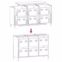 vidaXL Sideboard Cabinet Storage Cupboard Highboard Cold-rolled Steel - yellow, 101.5 x 39 x 73.5 cm - Additional view 10