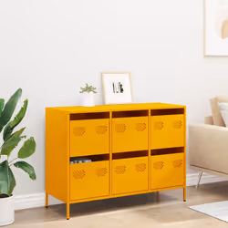vidaXL Sideboard Cabinet Storage Cupboard Highboard Cold-rolled Steel - yellow, 101.5 x 39 x 73.5 cm - Additional view 2