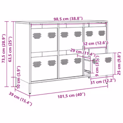 vidaXL Sideboard Cabinet Storage Cupboard Highboard Cold-rolled Steel - yellow, 101.5 x 39 x 73.5 cm - Additional view 3
