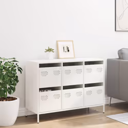 vidaXL Sideboard Cabinet Storage Cupboard Highboard Cold-rolled Steel - white, 101.5 x 39 x 73.5 cm - Additional view 2