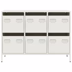 vidaXL Sideboard Cabinet Storage Cupboard Highboard Cold-rolled Steel - white, 101.5 x 39 x 73.5 cm - Additional view 4