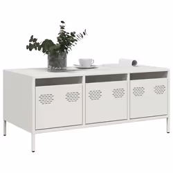 vidaXL Coffee Table Black 101.5x50x43.5 cm Cold-rolled Steel side table - white - Additional view 2