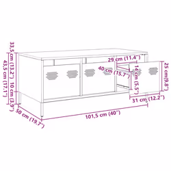 vidaXL Coffee Table Black 101.5x50x43.5 cm Cold-rolled Steel side table - white - Additional view 3
