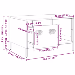 vidaXL Coffee Table Anthracite 68.5x50x43.5 cm Cold-rolled Steel side table - black - Additional view 3