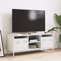 vidaXL TV Cabinet TV Stand Media Hifi Cabinet TV Unit Cold-rolled Steel - white - Additional view 2