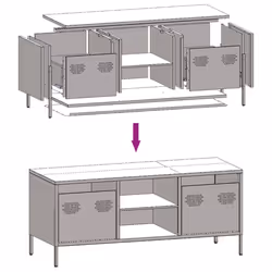 vidaXL TV Cabinet TV Stand Media Hifi Cabinet TV Unit Cold-rolled Steel - white - Additional view 8