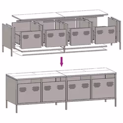 vidaXL TV Cabinet TV Stand Media Hifi Cabinet TV Unit Cold-rolled Steel - pink - Additional view 8