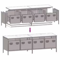 vidaXL TV Cabinet TV Stand Media Hifi Cabinet TV Unit Cold-rolled Steel - anthracite - Additional view 8