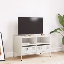 vidaXL TV Cabinet TV Stand TV Unit Entertainment Centre Cold-rolled Steel - white, 68 x 39 x 43.5 cm - Additional view 2