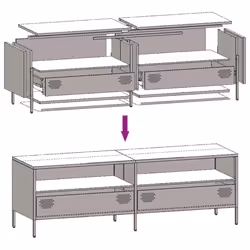 vidaXL TV Cabinet TV Stand TV Unit Media Hifi Cabinet  Cold-rolled Steel - pink, 135 x 39 x 43.5 cm - Additional view 9