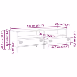 vidaXL TV Cabinet TV Stand TV Unit Media Hifi Cabinet  Cold-rolled Steel - white, 135 x 39 x 43.5 cm - Additional view 3