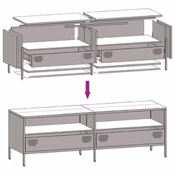 vidaXL TV Cabinet TV Stand TV Unit Media Hifi Cabinet  Cold-rolled Steel - white, 135 x 39 x 43.5 cm - Additional view 9