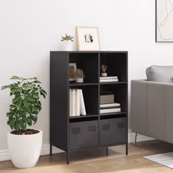 vidaXL Highboard Sideboard Home Storage Side Cabinet Cupboard Buffet Steel - black, 68x39x103,5 cm