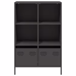 vidaXL Highboard Sideboard Home Storage Side Cabinet Cupboard Buffet Steel - black, 68x39x103,5 cm - Additional view 4