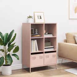 vidaXL Highboard Sideboard Home Storage Side Cabinet Cupboard Buffet Steel - pink, 68x39x103,5 cm