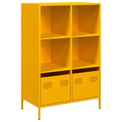 vidaXL Highboard Sideboard Home Storage Side Cabinet Cupboard Buffet Steel - yellow, 68x39x103,5 cm