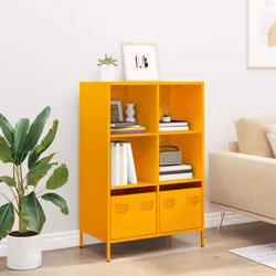 vidaXL Highboard Sideboard Home Storage Side Cabinet Cupboard Buffet Steel - yellow, 68x39x103,5 cm