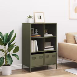 vidaXL Highboard Sideboard Home Storage Side Cabinet Cupboard Buffet Steel - green, 68x39x103,5 cm