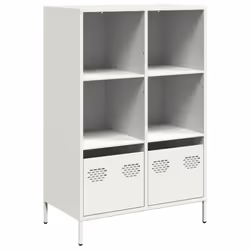 vidaXL Highboard Sideboard Home Storage Side Cabinet Cupboard Buffet Steel - white, 68x39x103,5 cm