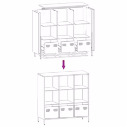 vidaXL Highboard Sideboard Home Storage Side Cabinet Cupboard Buffet Steel - black, 101,5x39x103,5 cm - Additional view 10