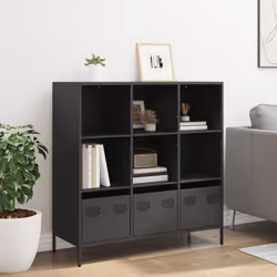 vidaXL Highboard Sideboard Home Storage Side Cabinet Cupboard Buffet Steel - black, 101,5x39x103,5 cm