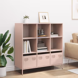 vidaXL Highboard Sideboard Home Storage Side Cabinet Cupboard Buffet Steel - pink, 101,5x39x103,5 cm