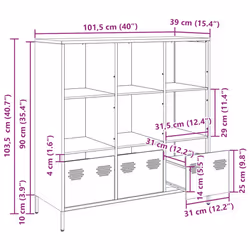 vidaXL Highboard Sideboard Home Storage Side Cabinet Cupboard Buffet Steel - pink, 101,5x39x103,5 cm