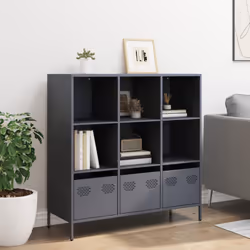 vidaXL Highboard Sideboard Home Storage Side Cabinet Cupboard Buffet Steel - anthracite, 101,5x39x103,5 cm