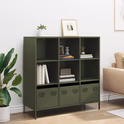 vidaXL Highboard Sideboard Home Storage Side Cabinet Cupboard Buffet Steel - green, 101,5x39x103,5 cm