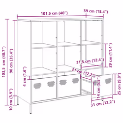 vidaXL Highboard Sideboard Home Storage Side Cabinet Cupboard Buffet Steel - white, 101,5x39x103,5 cm
