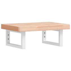 vidaXL Basin Shelf Wall Mounted Bathroom Countertop Steel and Solid Wood Beech