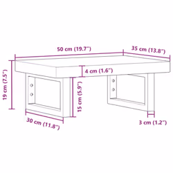 vidaXL Basin Shelf Wall Mounted Bathroom Countertop Steel and Solid Wood Beech