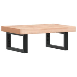 vidaXL Basin Shelf Wall Mounted Bathroom Countertop Steel and Solid Wood Beech