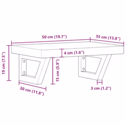 vidaXL Basin Shelf Wall Mounted Bathroom Countertop Steel and Solid Wood Beech - Additional view 10