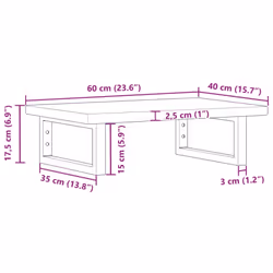 vidaXL Basin Shelf Wall Mounted Bathroom Countertop Steel and Solid Wood Oak - Additional view 3