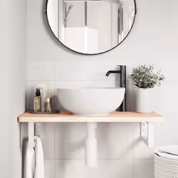 vidaXL Basin Shelf Wall Mounted Bathroom Countertop Steel and Solid Wood Beech