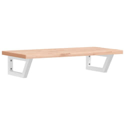vidaXL Basin Shelf Wall Mounted Bathroom Countertop Steel and Solid Wood Beech