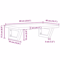 vidaXL Basin Shelf Wall Mounted Bathroom Countertop Steel and Solid Wood Beech